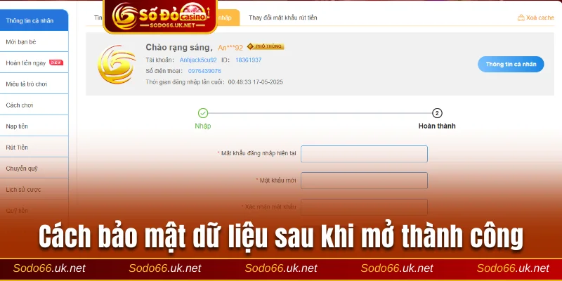 Cách bảo mật dữ liệu sau khi mở thành công