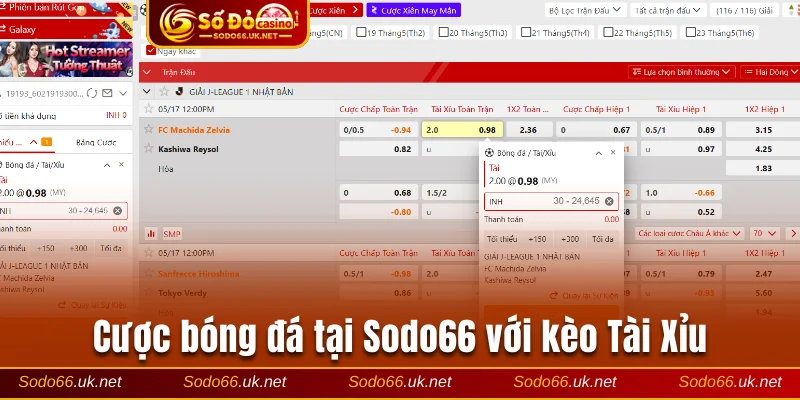 Cược bóng đá tại Sodo66 với kèo Tài Xỉu