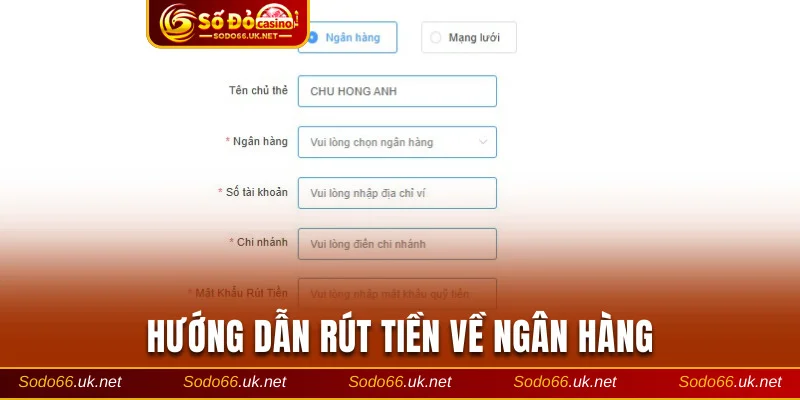 Hướng dẫn rút tiền về ngân hàng tại nền tảng giải trí